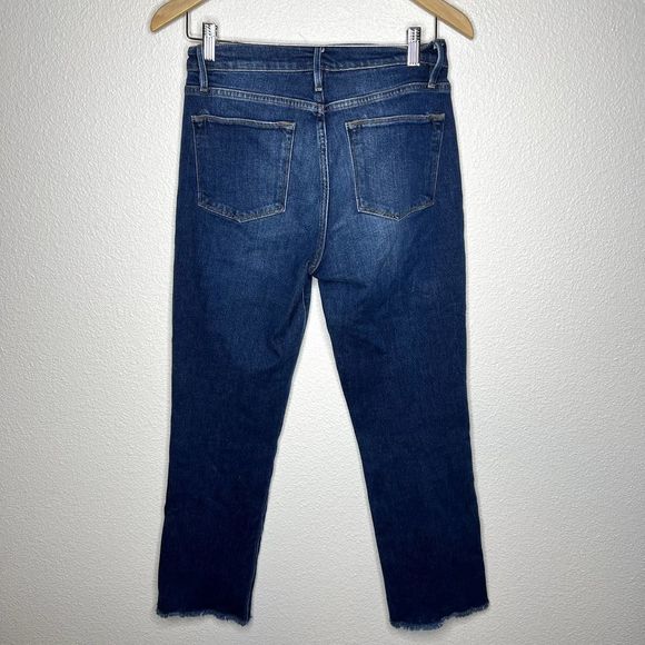 FRAME Denim Le High Straight Asymmetric Hem Jeans in Kingsway Size 27 - Picture 7 of 8